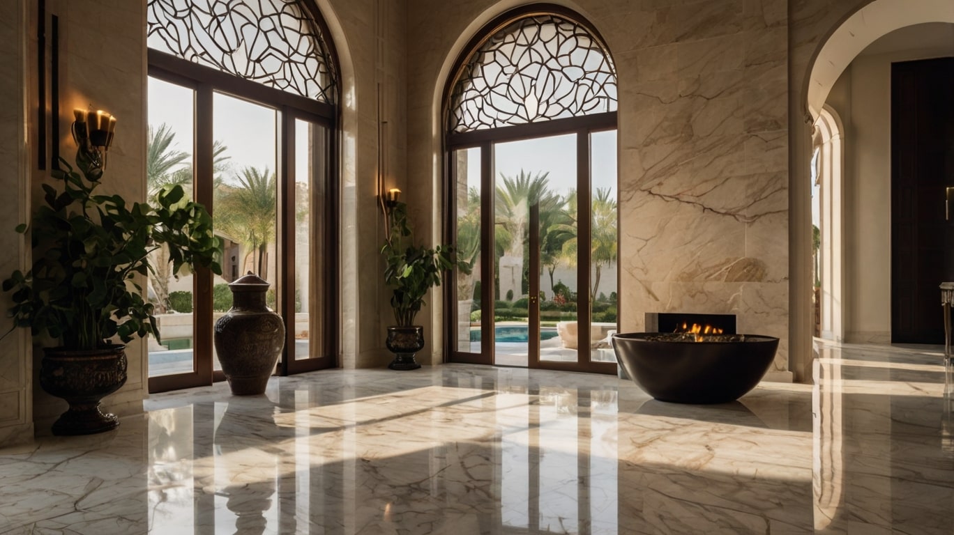 استفاده از سنگ مرمر و تراورتن صادراتی ایران در ساختمان لوکس در عمان