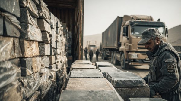 فرآیند ترخیص کانتینر سنگ در گمرک مرزی برای صادرات به عراق