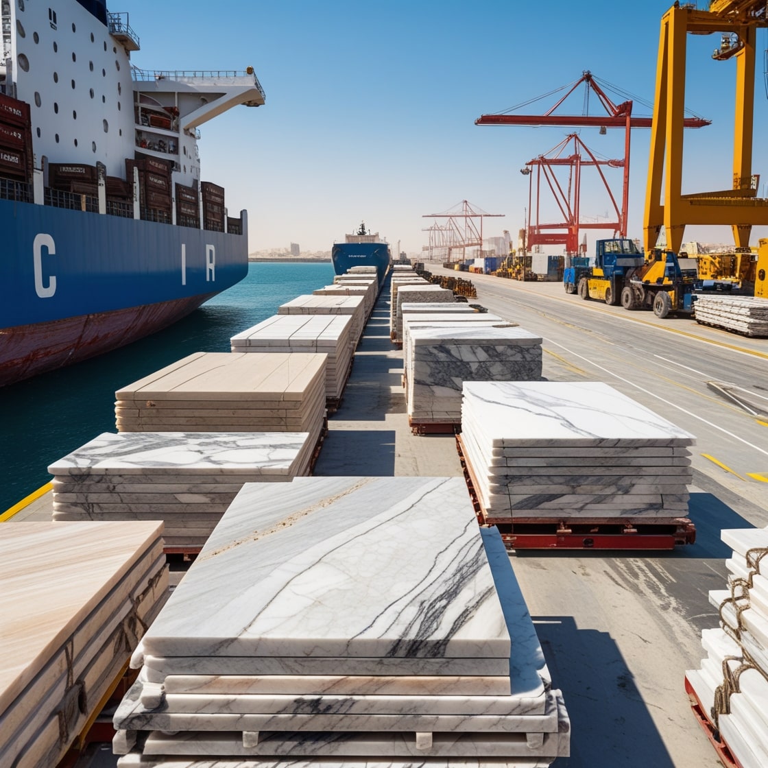 نمای کلی از فرآیند صادرات سنگ ایران به بندر عمان