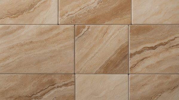 تصویر کلوزآپ از بافت و رگه های زیبای سنگ تراورتن طرق کرم